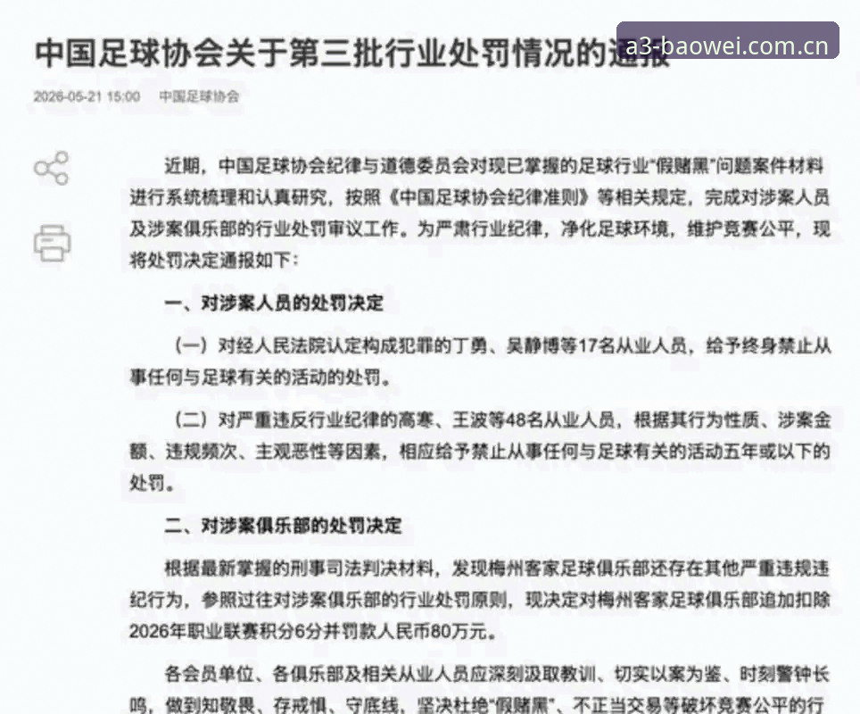 足协第三批禁足名单解析：17人终身禁足背后，行业整治进入深水区——宝威体育专业评测